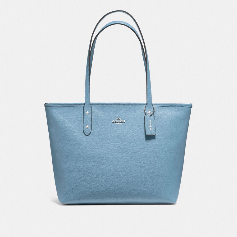 CITY ZIP TOTE - F58846 - CORNFLOWER/SILVER