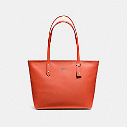 COACH F58846 City Zip Tote ORANGE RED/SILVER