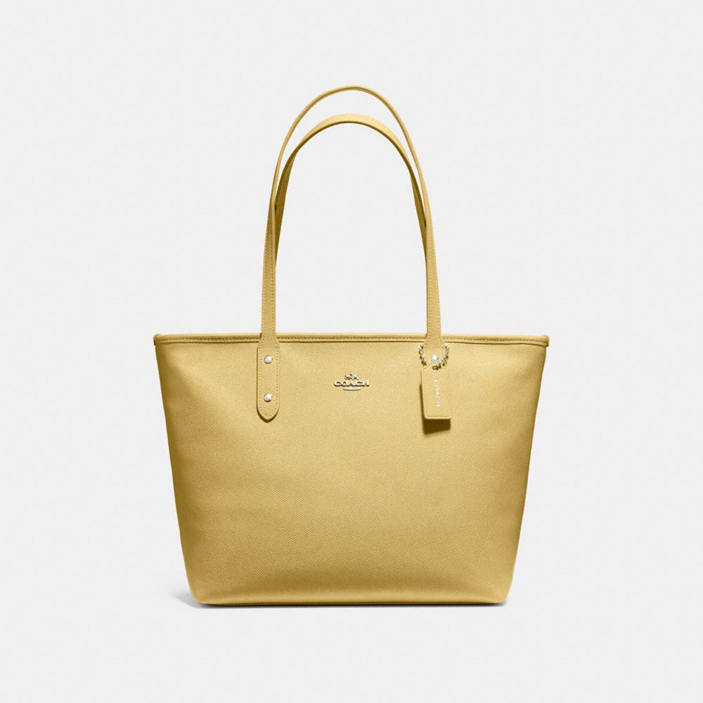 COACH CITY ZIP TOTE - LIGHT YELLOW/SILVER - F58846