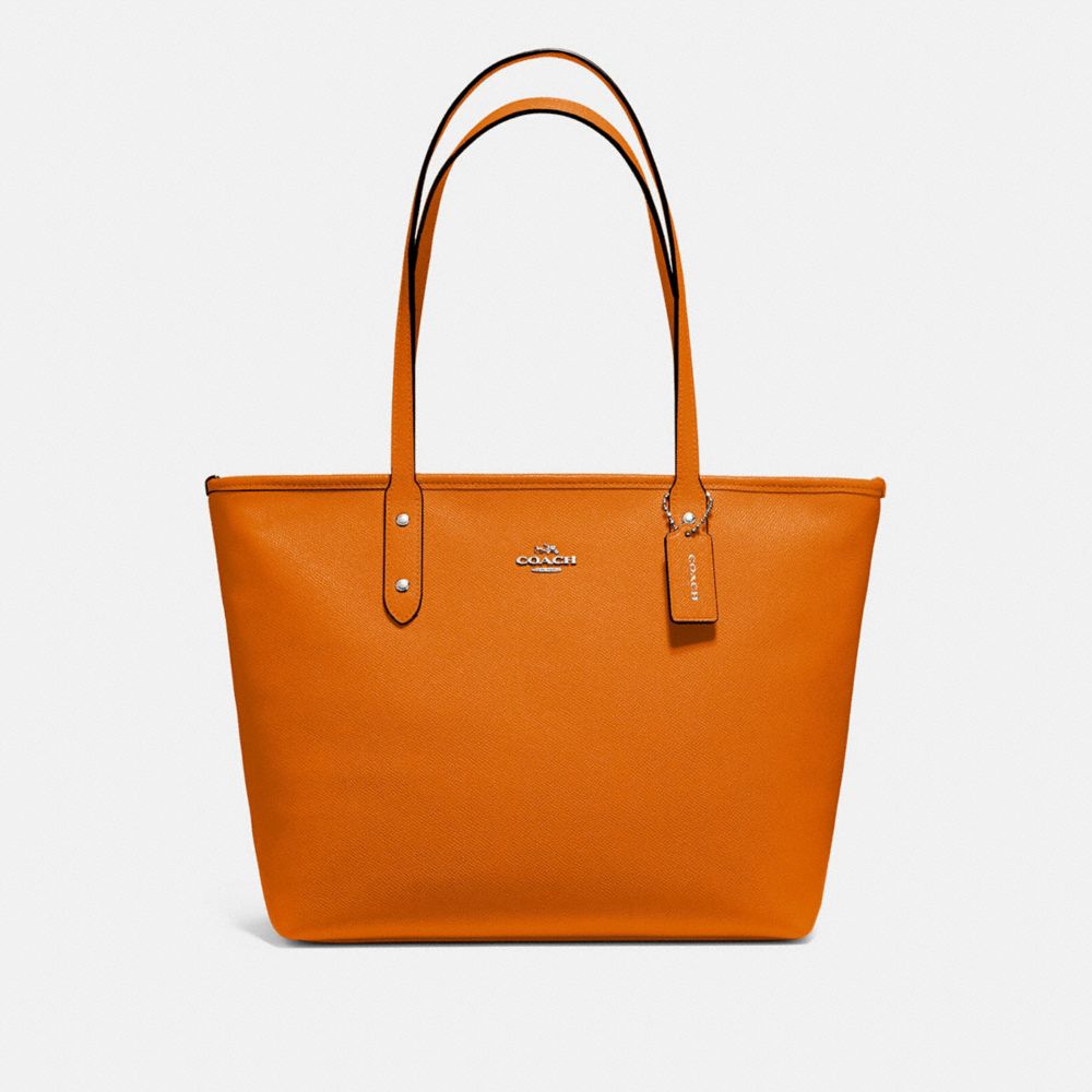 COACH CITY ZIP TOTE - DARK ORANGE/SILVER - F58846