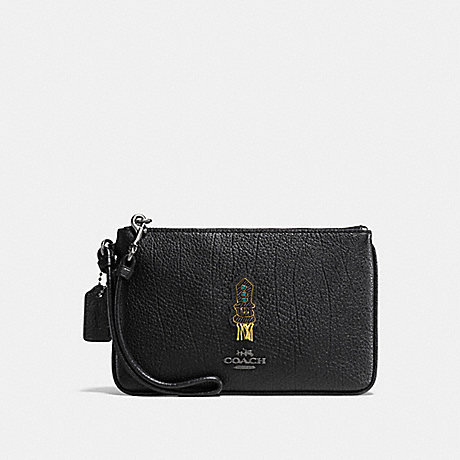 COACH SMALL WRISTLET WITH SOUVENIR EMBROIDERY - DK/BLACK - F58856