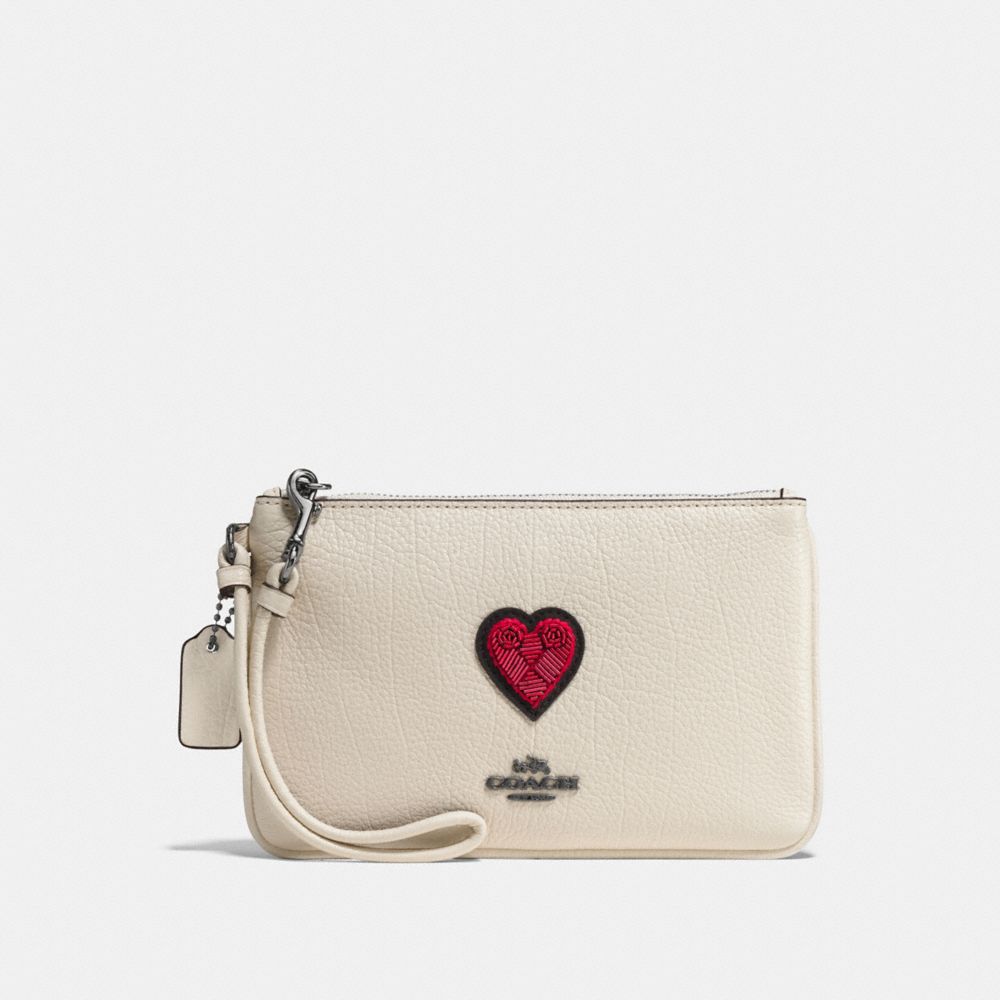 COACH F58856 - SMALL WRISTLET WITH SOUVENIR EMBROIDERY DK/CHALK