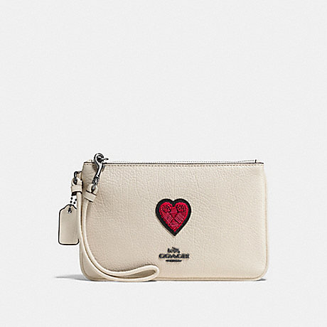 COACH F58856 SMALL WRISTLET WITH SOUVENIR EMBROIDERY DK/CHALK