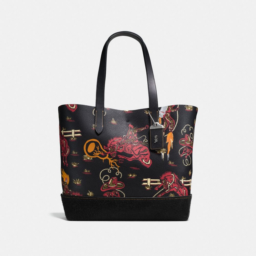 GOTHAM TOTE WITH WILD WESTERN PRINT - BLACK POISON LILY - COACH F58914