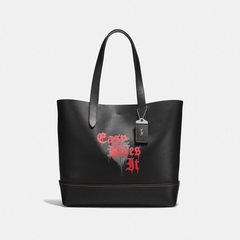 COACH GOTHAM TOTE WITH WILD LOVE PRINT - BLACK/BURNT SIENNA - F58929