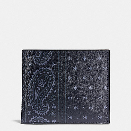 COACH F58932 3-IN-1 WALLET IN PRAIRIE BANDANA COATED CANVAS MIDNIGHT-NAVY