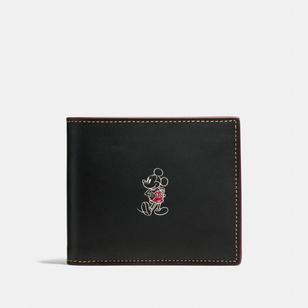 3-IN-1 WALLET IN GLOVE CALF LEATHER WITH MICKEY - BLACK - COACH F58938