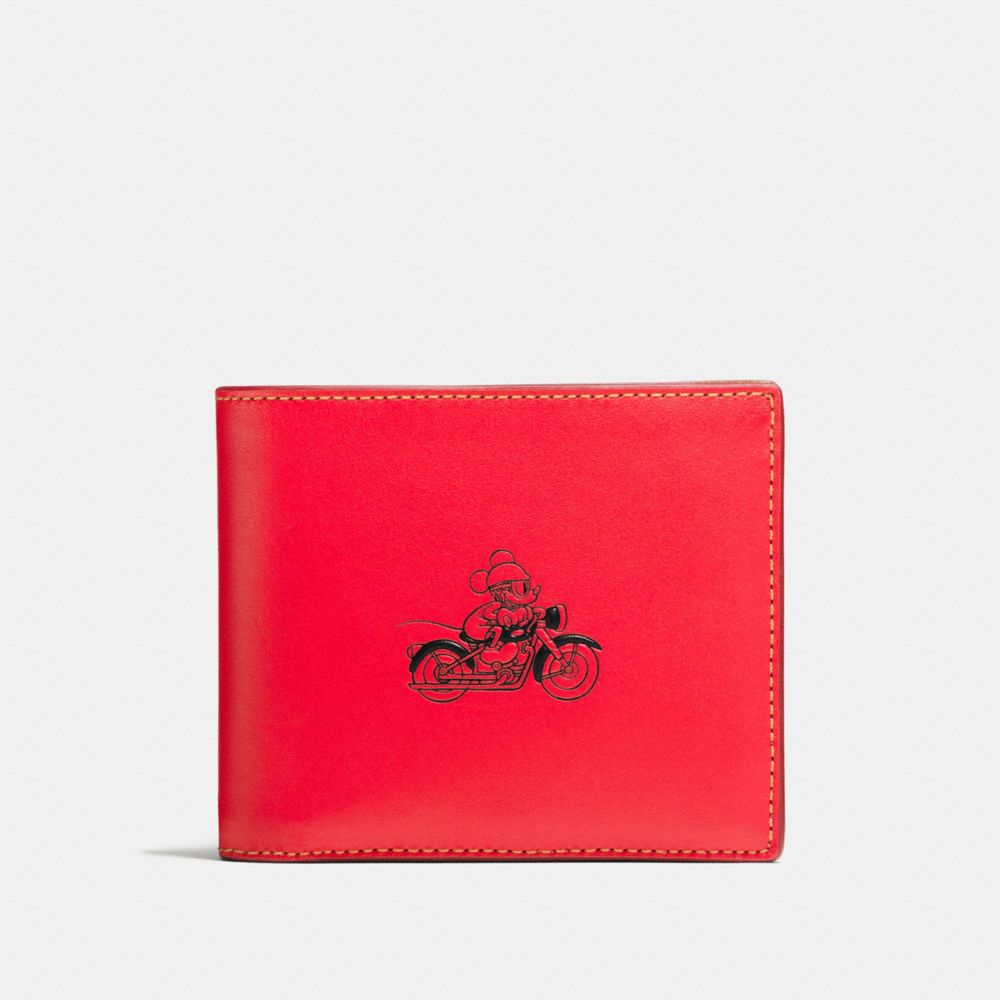 3-IN-1 WALLET IN GLOVE CALF LEATHER WITH MICKEY - RED - COACH F58938