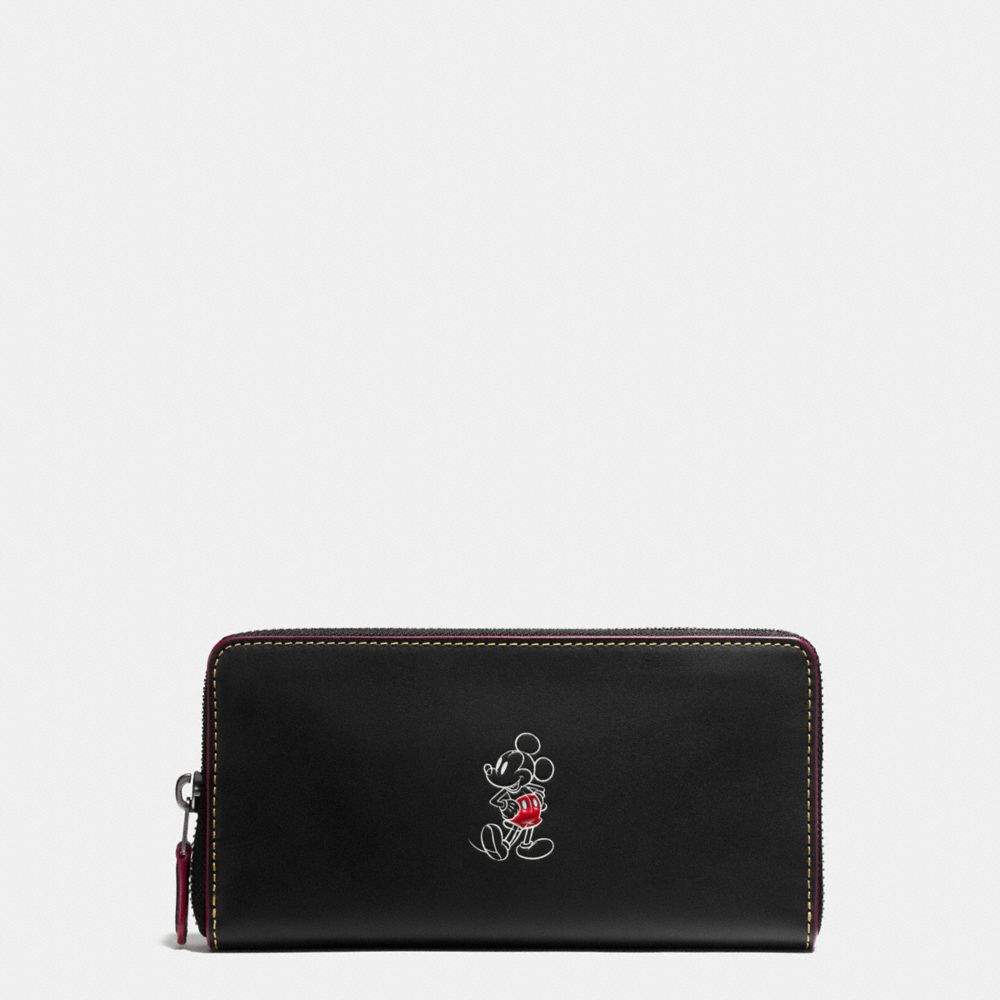 ACCORDION ZIP WALLET IN GLOVE CALF LEATHER WITH MICKEY - ANTIQUE NICKEL/BLACK - COACH F58939