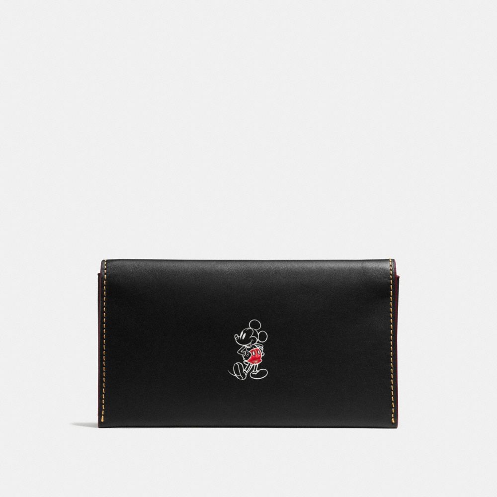 UNIVERSAL PHONE CASE IN GLOVE CALF LEATHER WITH MICKEY - BLACK - COACH F58942