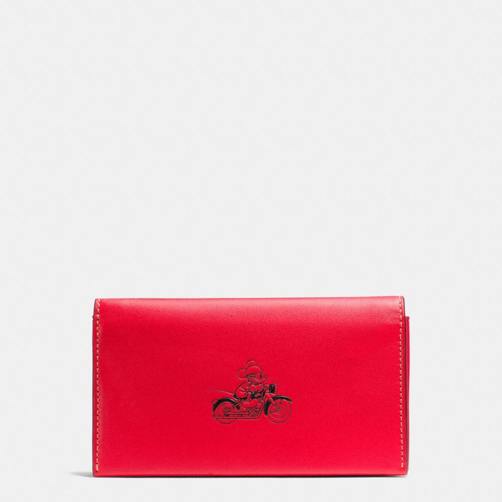 COACH UNIVERSAL PHONE CASE IN GLOVE CALF LEATHER WITH MICKEY - RED - F58942