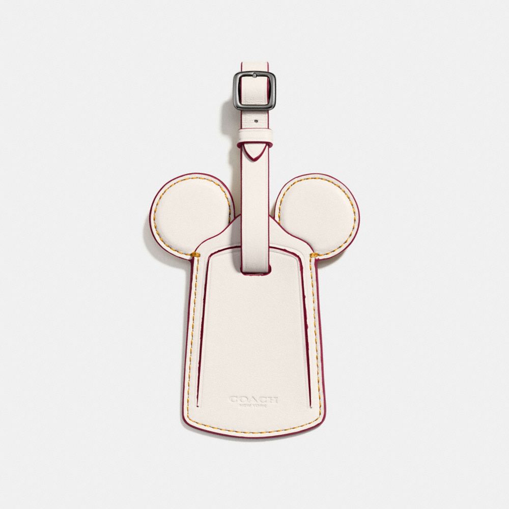 COACH F58945 LUGGAGE TAG WITH MICKEY EARS BLACK-ANTIQUE-NICKEL/CHALK