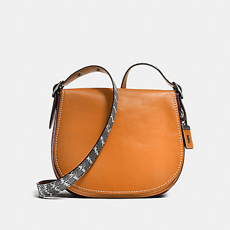 COACH F58963 SADDLE WITH COLORBLOCK SNAKESIN DETAIL BUTTERSCOTCH/BLACK-COPPER