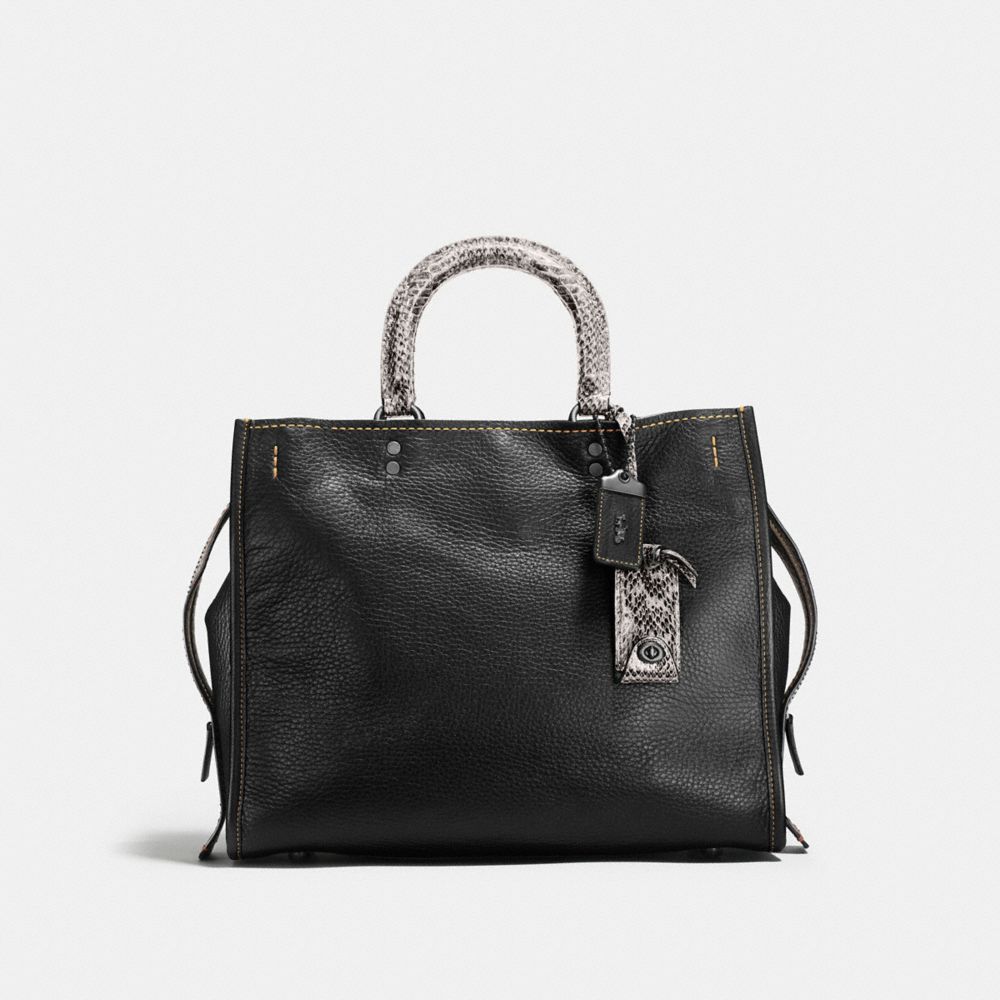 COACH F58966 - ROGUE WITH COLORBLOCK SNAKESKIN DETAIL BLACK/BLACK COPPER