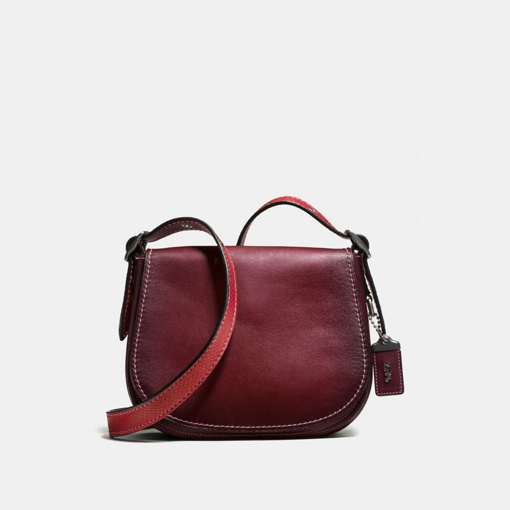 COACH F58967 - SADDLE 23 WITH COLORBLOCK SNAKESKIN DETAIL BORDEAUX/BLACK COPPER