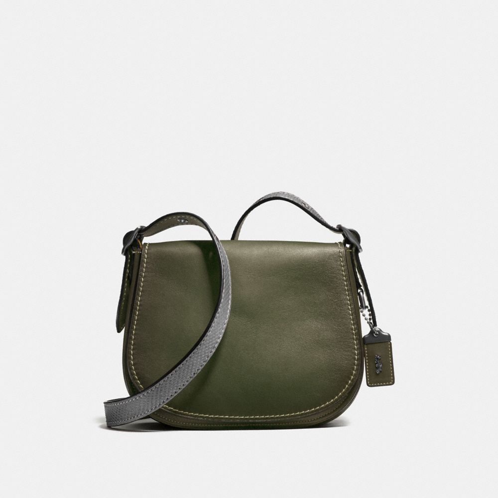 SADDLE 23 WITH COLORBLOCK SNAKESKIN DETAIL - OLIVE/BLACK COPPER - COACH F58967