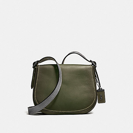 COACH SADDLE 23 WITH COLORBLOCK SNAKESKIN DETAIL - OLIVE/BLACK COPPER - F58967