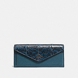 SOFT WALLET IN COLORBLOCK SNAKESKIN - COACH f59008 - MINERAL/DARK GUNMETAL