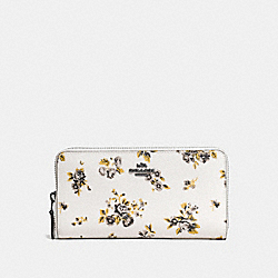 COACH ACCORDION ZIP WALLET WITH PRAIRIE PRINT - DARK GUNMETAL/PRAIRIE PRINT CHALK - F59014