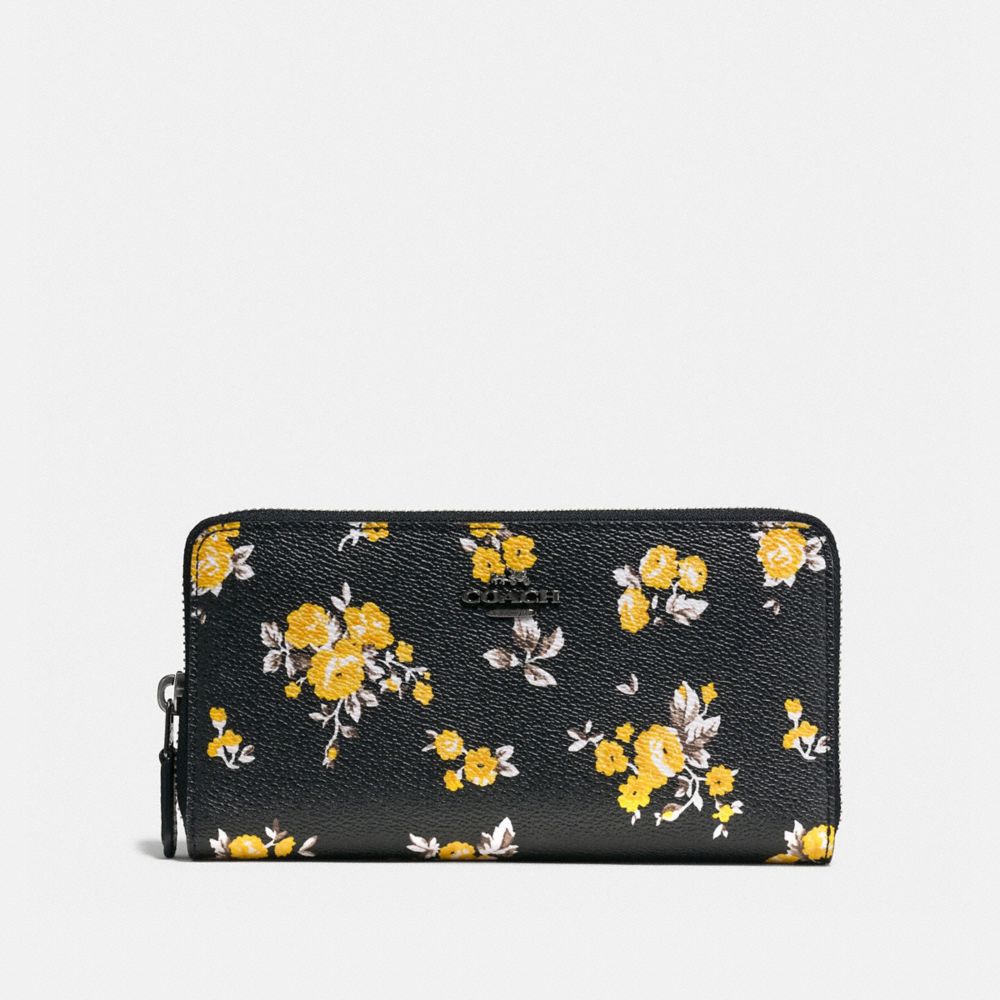 COACH F59014 - ACCORDION ZIP WALLET WITH PRAIRIE PRINT PRAIRIE PRINT BLACK/DARK GUNMETAL