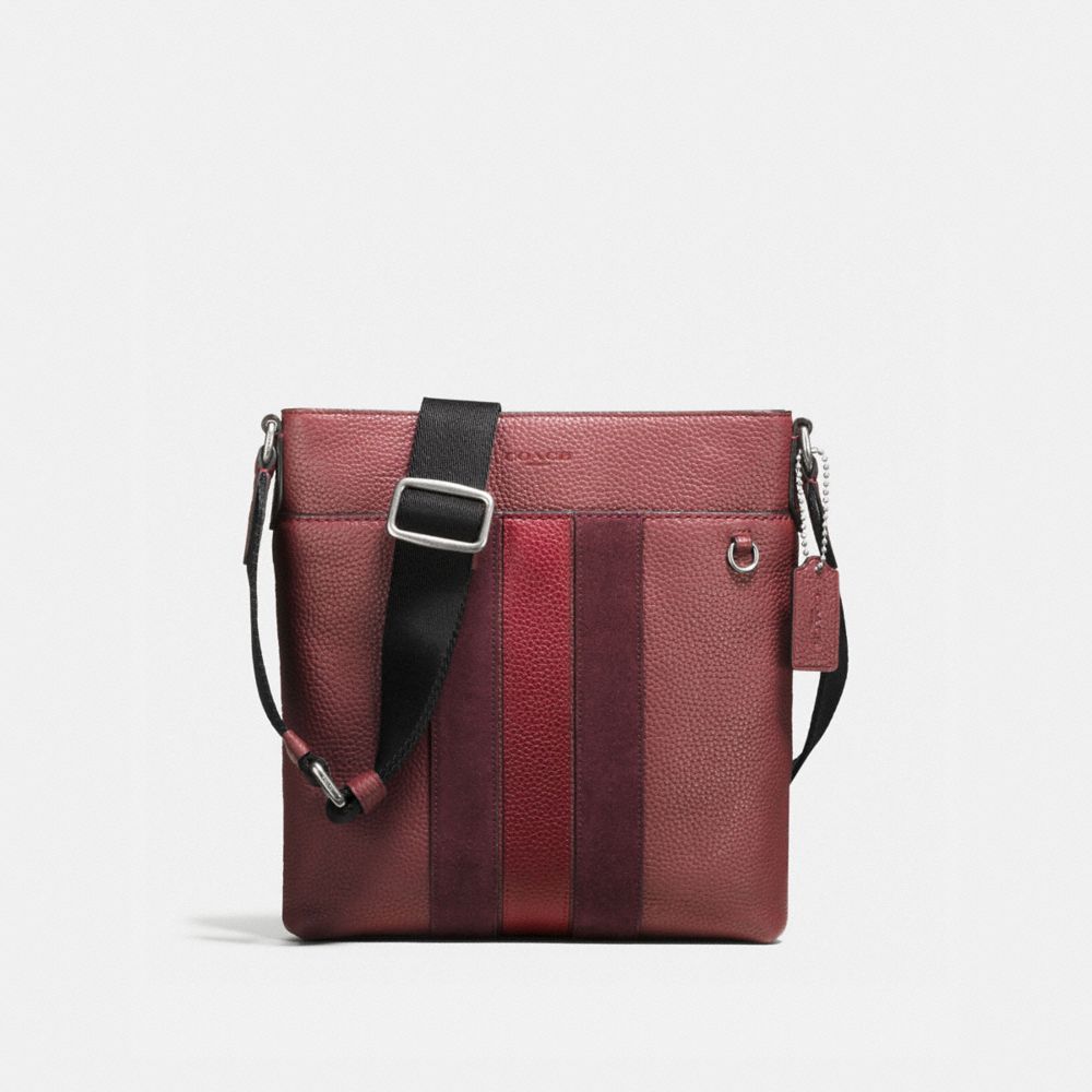 COACH METROPOLITAN SLIM MESSENGER - DARK NICKEL/BRICK RED - f59038