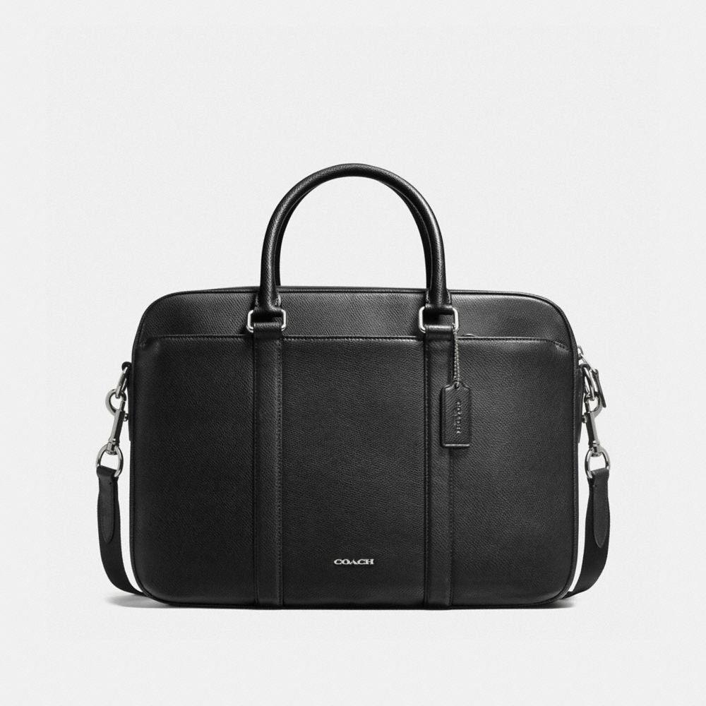 COACH F59057 Perry Slim Brief In Crossgrain Leather BLACK