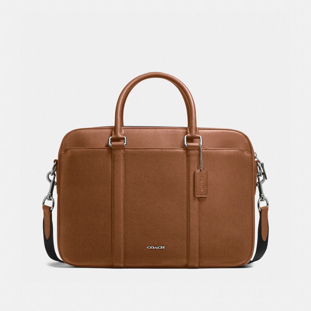 COACH F59057 Perry Slim Brief In Crossgrain Leather DARK SADDLE