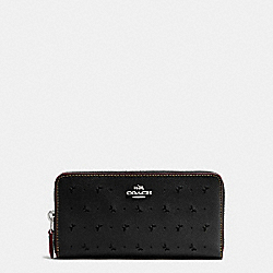 COACH F59059 - ACCORDION ZIP WALLET IN PERFORATED CROSSGRAIN LEATHER SILVER/BLACK