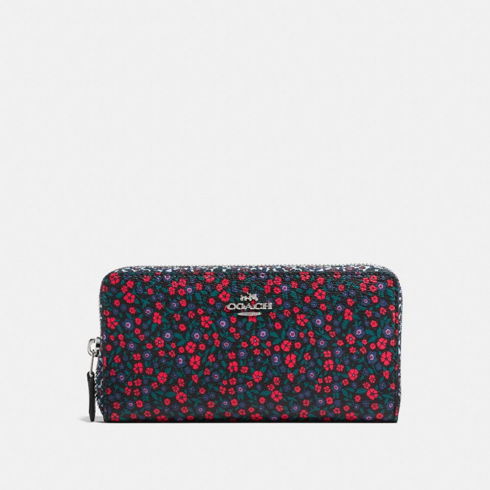 ACCORDION ZIP WALLET IN RANCH FLORAL PRINT MIX COATED CANVAS - SILVER/BRIGHT RED - COACH F59066