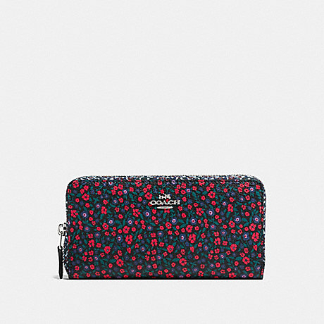 COACH ACCORDION ZIP WALLET IN RANCH FLORAL PRINT MIX COATED CANVAS - SILVER/BRIGHT RED - f59066