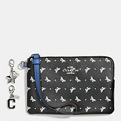 COACH F59068 - BOXED CORNER ZIP WRISTLET IN BUTTERFLY DOT PRINT COATED CANVAS WITH CHARMS SILVER/BLACK/CHALK