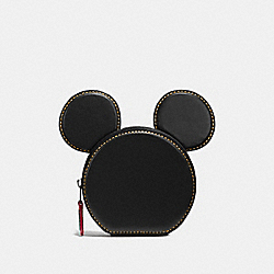 COIN CASE IN GLOVE CALF LEATHER WITH MICKEY EARS - ANTIQUE NICKEL/BLACK - COACH F59071
