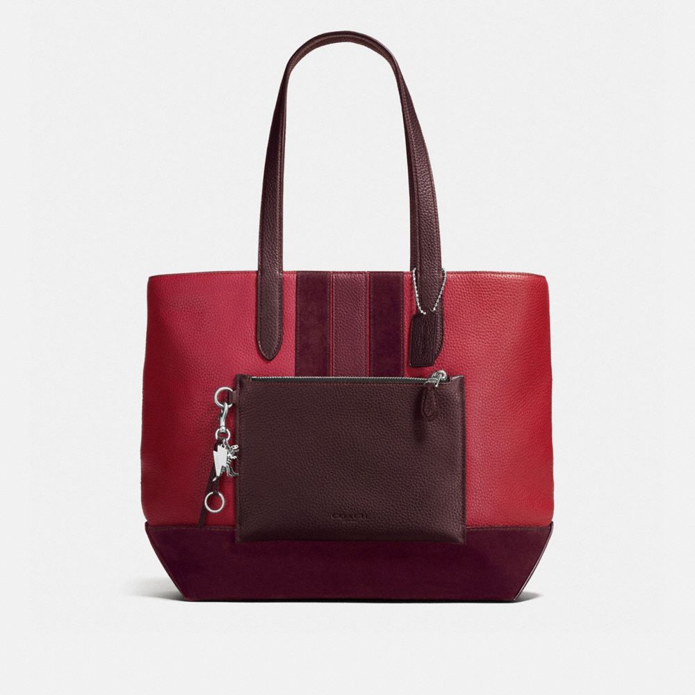 COACH METROPOLITAN SOFT TOTE - DARK NICKEL/BRICK RED - f59080