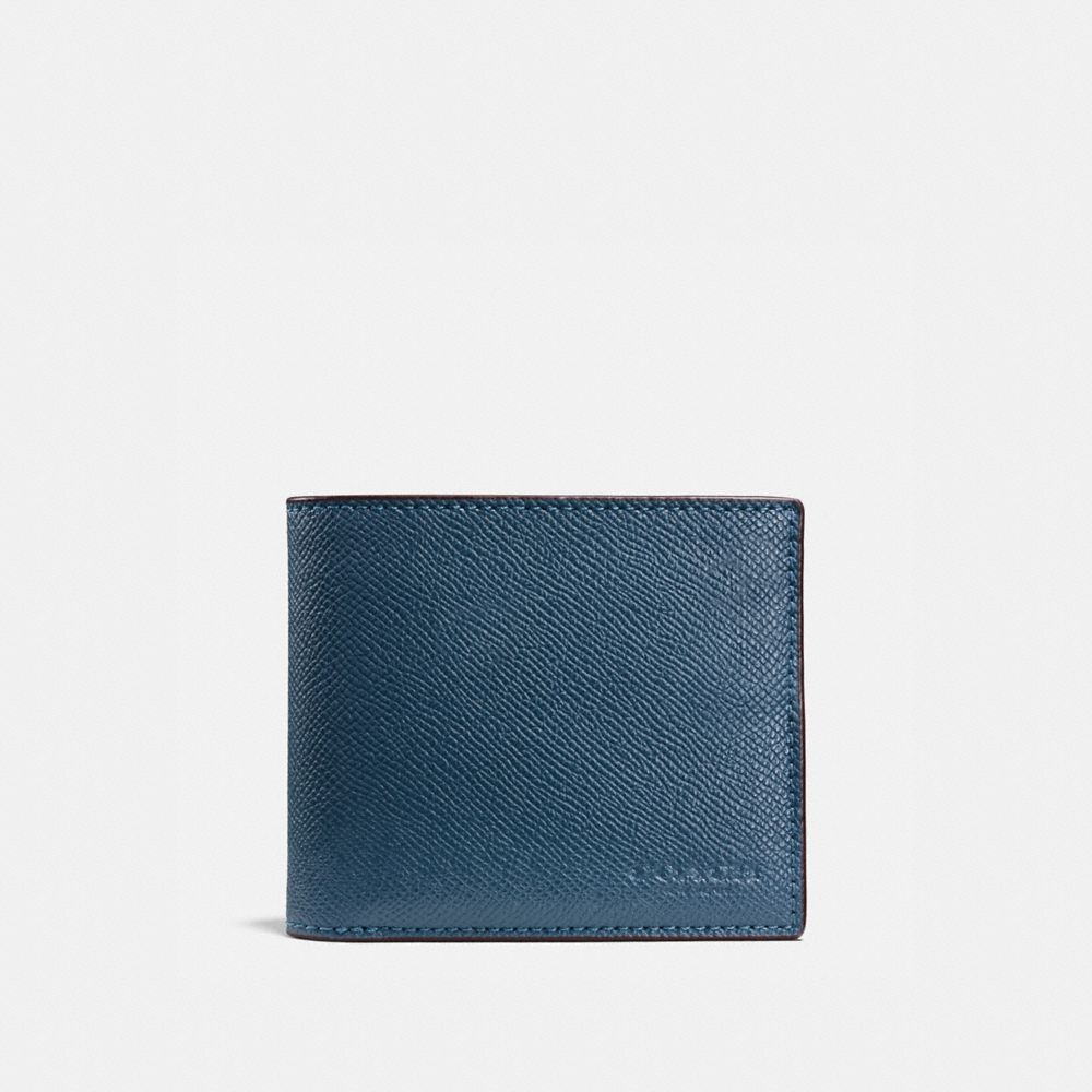 COACH F59112 Compact Id Wallet In Crossgrain Leather DARK DENIM