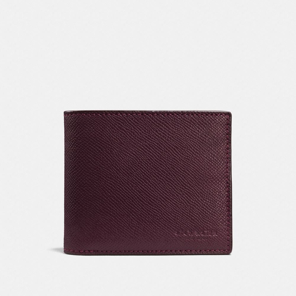 COMPACT ID WALLET IN CROSSGRAIN LEATHER - f59112 - OXBLOOD