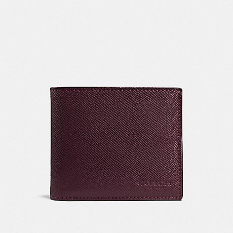 COACH COMPACT ID WALLET IN CROSSGRAIN LEATHER - OXBLOOD - f59112