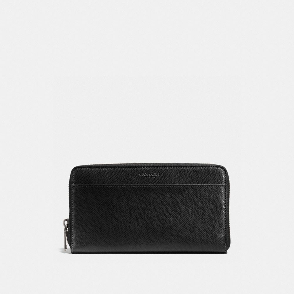 COACH F59120 Travel Wallet In Crossgrain Wallet BLACK
