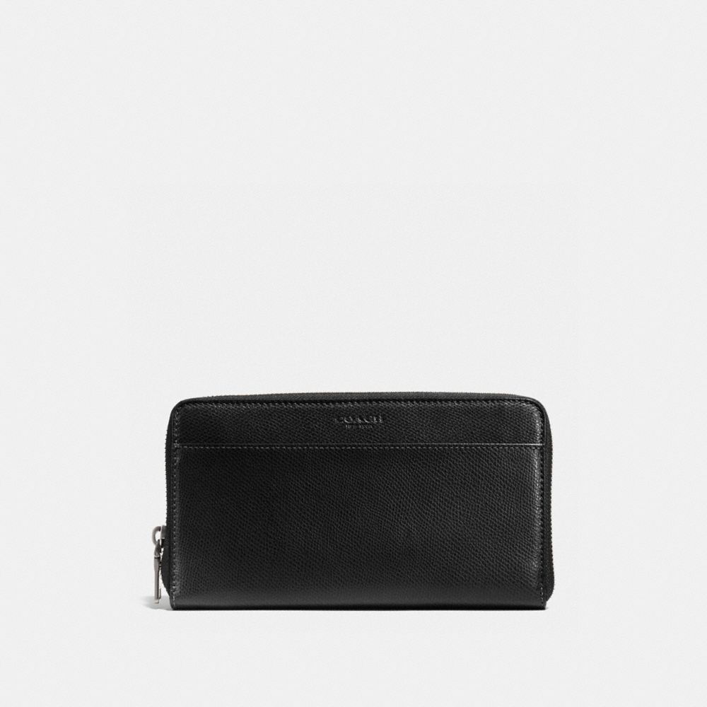 COACH f59120 TRAVEL WALLET IN CROSSGRAIN WALLET BLACK