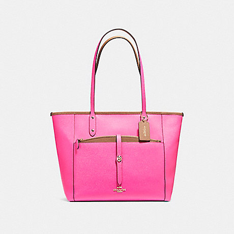 COACH F59125 CITY TOTE WITH POUCH IN CROSSGRAIN LEATHER LIGHT-GOLD/BRIGHT-FUCHSIA