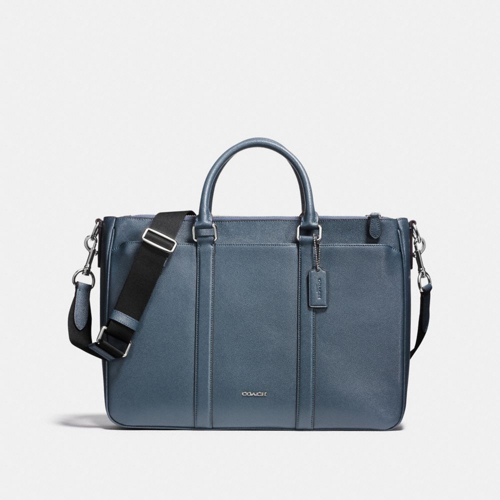 COACH f59141 PERRY METROPOLITAN TOTE IN CROSSGRAIN LEATHER NICKEL/DARK DENIM