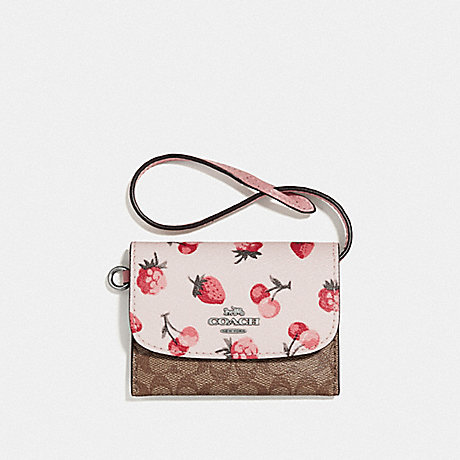 COACH F59176 - CARD POUCH IN SIGNATURE CANVAS WITH FRUIT PRINT 