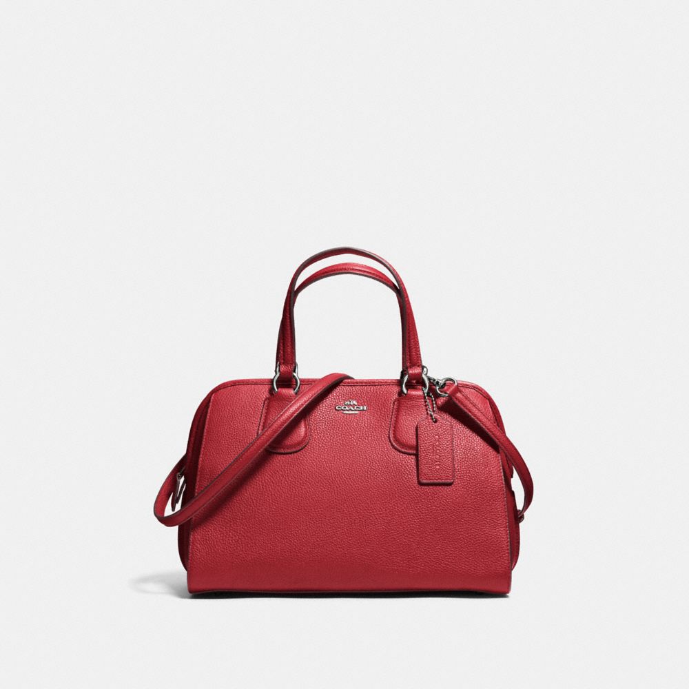 COACH F59180 Nolita Satchel In Pebble Leather SILVER/RED CURRANT