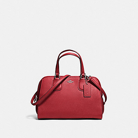 COACH F59180 NOLITA SATCHEL IN PEBBLE LEATHER SILVER/RED-CURRANT