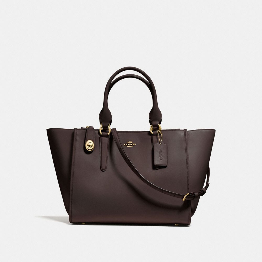 COACH F59182 - CROSBY CARRYALL IN CALF LEATHER - LIGHT GOLD/DARK BROWN ...