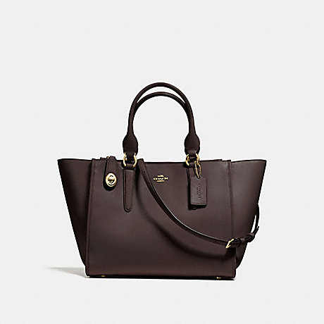 COACH F59182 CROSBY CARRYALL IN CALF LEATHER LIGHT-GOLD/DARK-BROWN