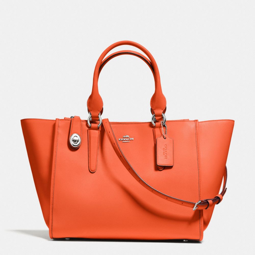 CROSBY CARRYALL IN CALF LEATHER - f59182 - SILVER/CORAL