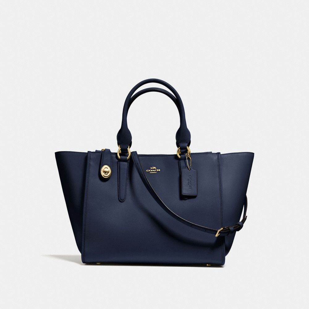 CROSBY CARRYALL IN SMOOTH LEATHER - f59183 - LIGHT GOLD/NAVY