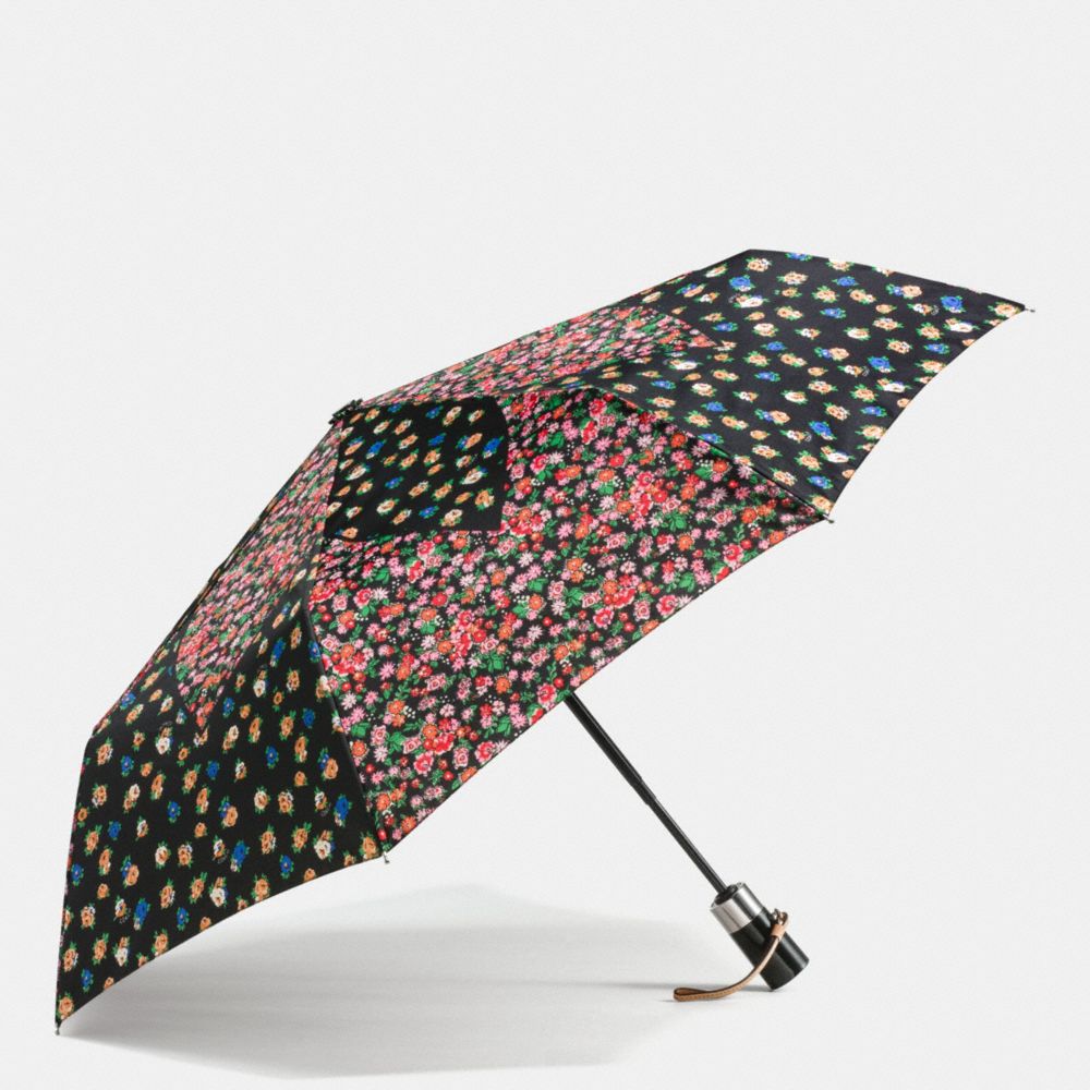 COACH F59246 Tea Rose And Posey Cluster Umbrella SILVER/BLACK STRAWBERRY