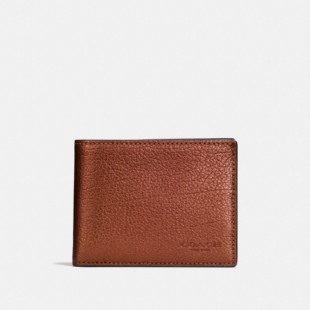 COACH F59275 Slim Billfold Wallet RUST METALLIC