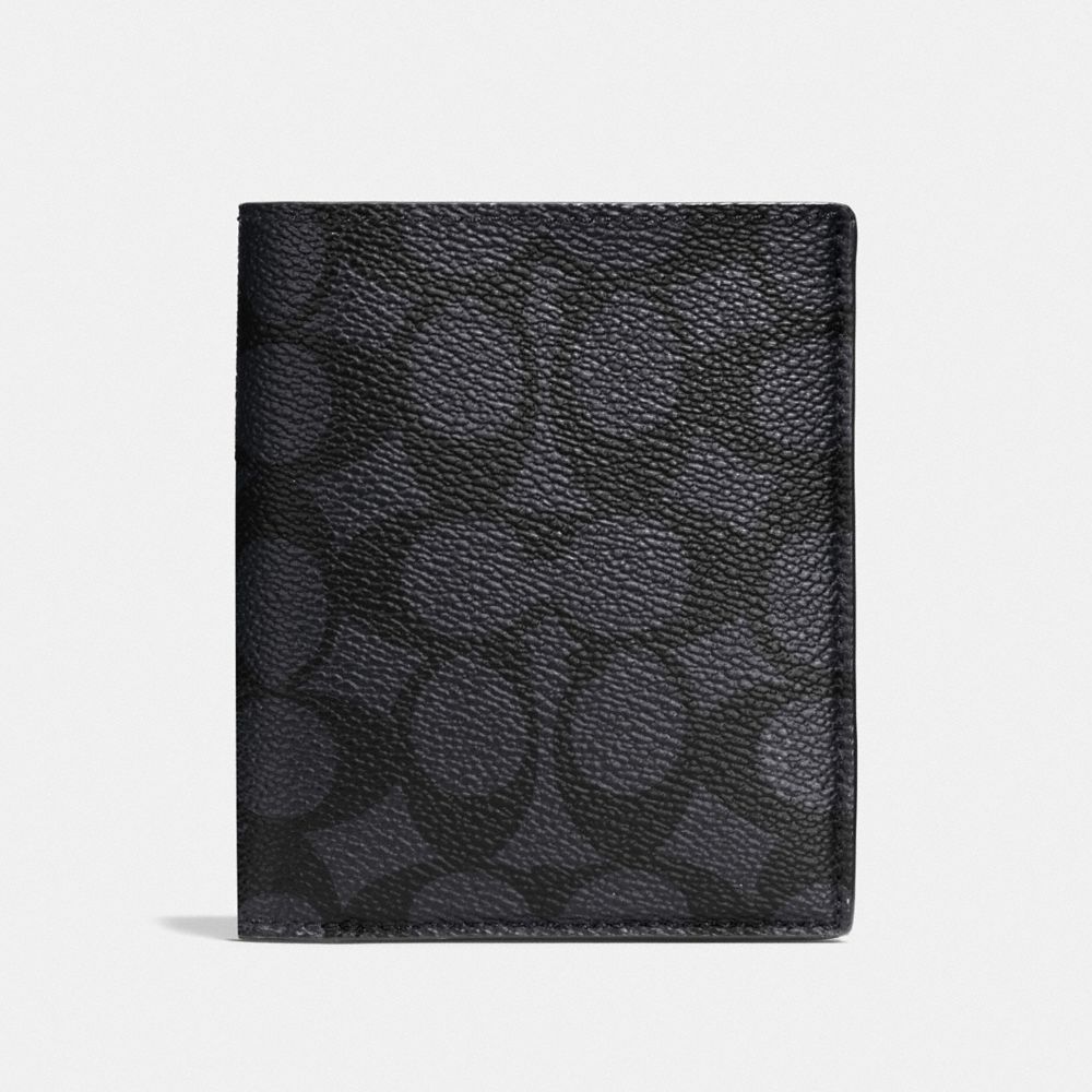 COACH SLIM COIN WALLET IN SIGNATURE CANVAS - CHARCOAL - F59283